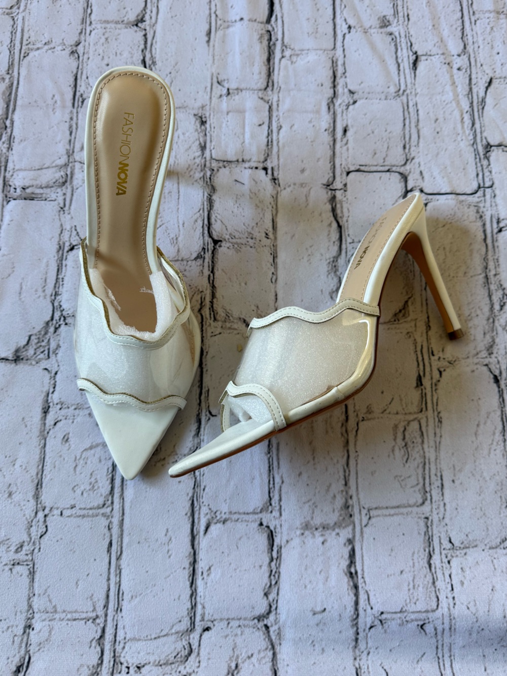 New white slip on heel